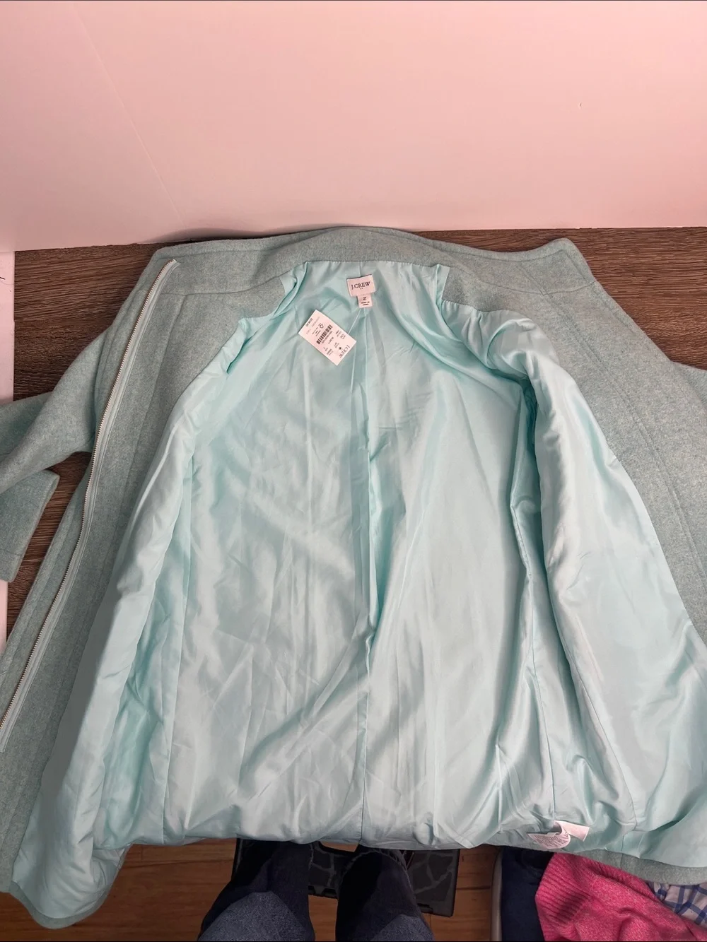 J.Crew Re-Imagined Mint Green Cocoon Coat Size 2 NWT - Picture 7 of 16